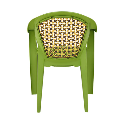 Nilkamal Paradise Plastic Arm Chair (Lush Green, Season Rust Brown & Mustard Yellow)