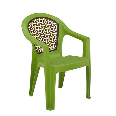 Nilkamal Paradise Plastic Arm Chair (Lush Green, Season Rust Brown & Mustard Yellow)