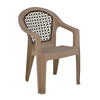 Nilkamal Paradise Plastic Arm Chair (Ratian Dark Beige, Season Rust Brown & Ivory) - Slight Side View