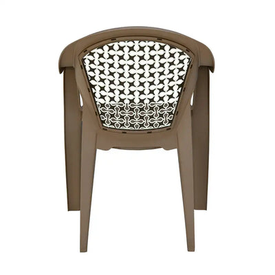Nilkamal Paradise Plastic Arm Chair (Ratian Dark Beige, Season Rust Brown & Ivory) - Back View