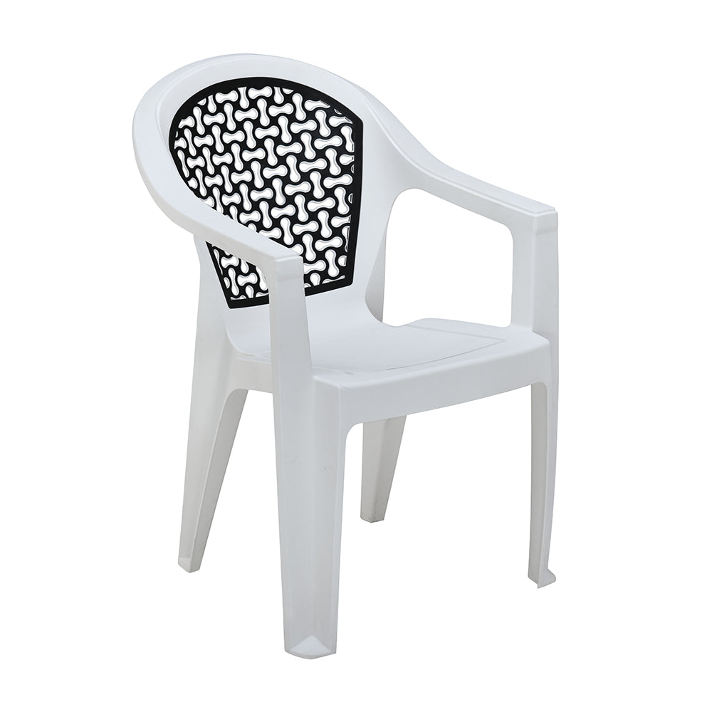 Nilkamal Paradise Plastic Arm Chair (Milky White & Black)