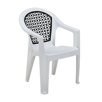 Nilkamal Paradise Plastic Arm Chair (Milky White & Black)