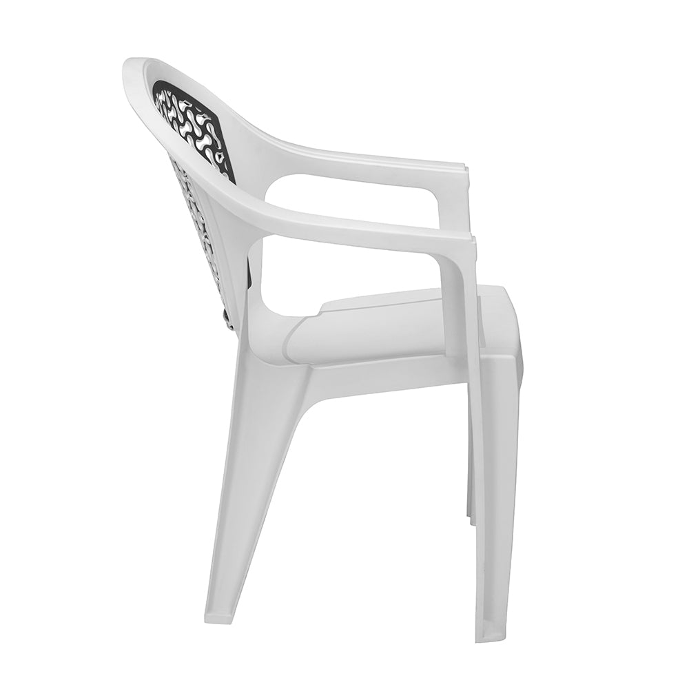 Nilkamal Paradise Plastic Arm Chair (Milky White & Black)