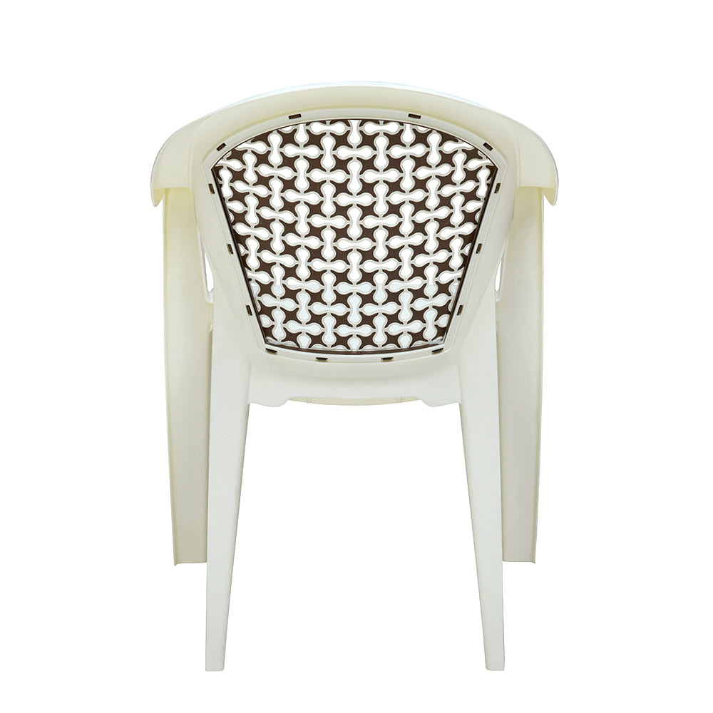 Nilkamal Paradise Plastic Arm Chair (Cream & Rattan Dark Beige)