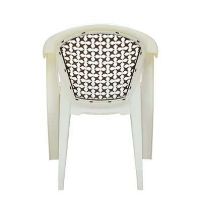 Nilkamal Paradise Plastic Arm Chair (Cream & Rattan Dark Beige)