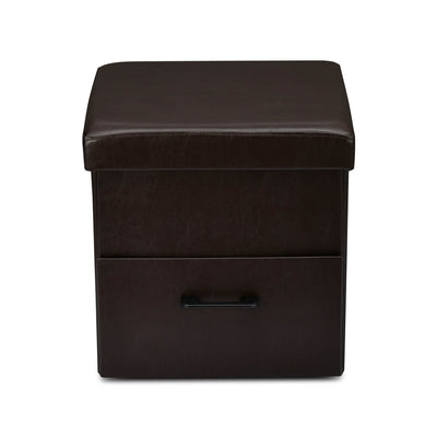 Nilkamal Flexi Small Foldable Ottoman with 1 Drawer (Brown)