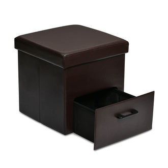 Nilkamal Flexi Small Foldable Ottoman with 1 Drawer (Brown)