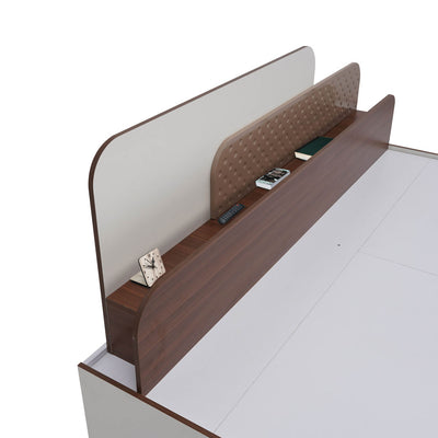 Nilkamal Bruce Queen Bed with Box Storage (Walnut & Cappuccino)