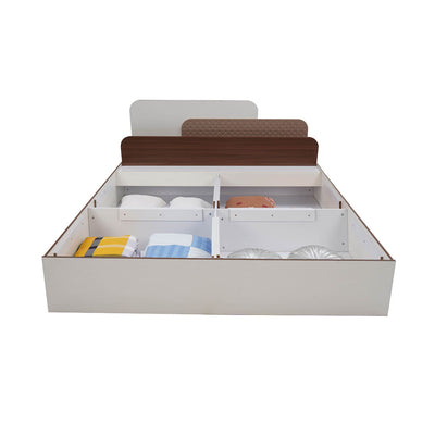Nilkamal Bruce Queen Bed with Box Storage (Walnut & Cappuccino)