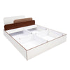 Nilkamal Bruce King Bed with Box Storage (Walnut & Cappuccino) - Slight Side Storage View