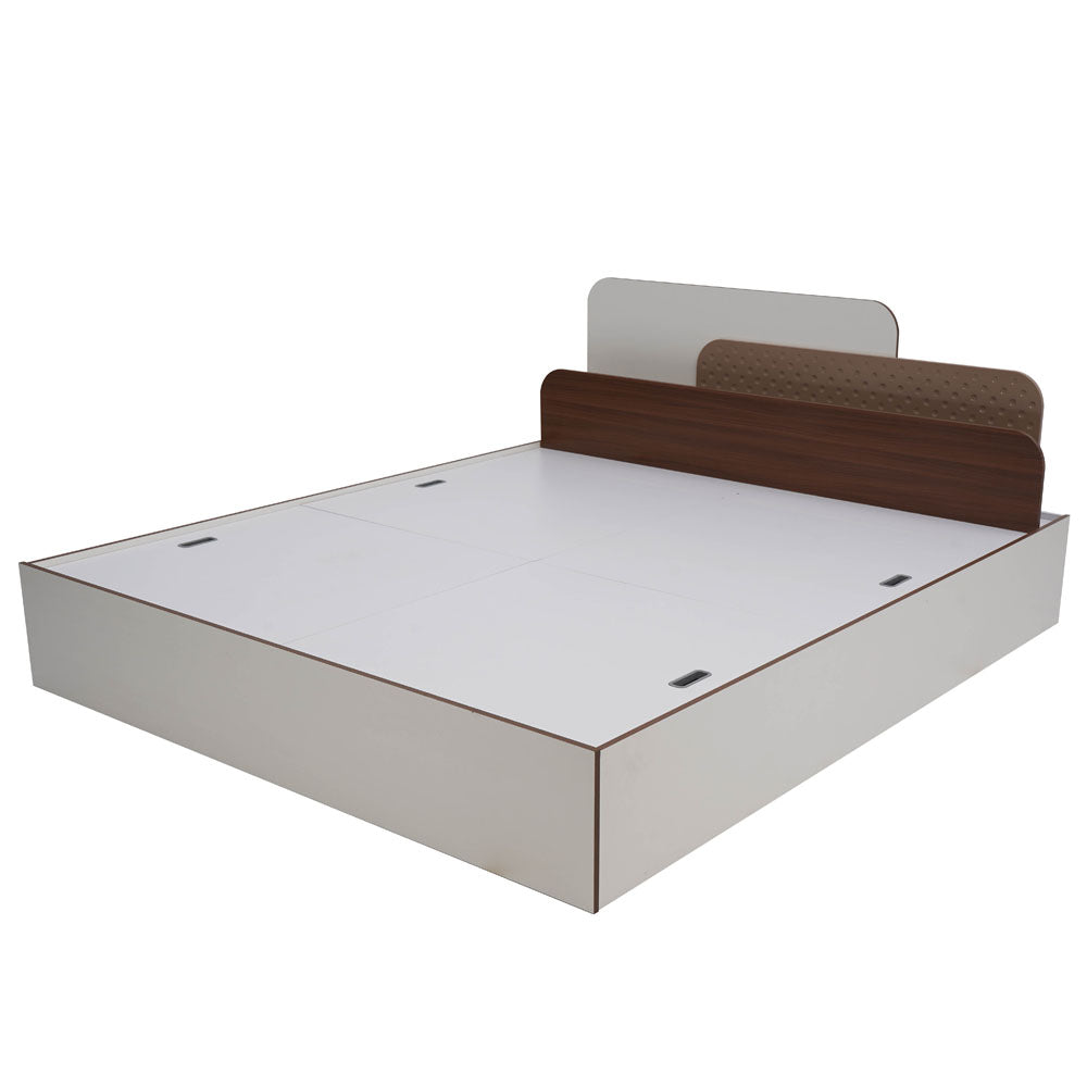 Nilkamal Bruce Queen Bed with Box Storage (Walnut & Cappuccino)
