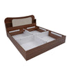 Nilkamal Daffodil King Bed with Box Storage (Walnut) - Slight Side View With Open Storage