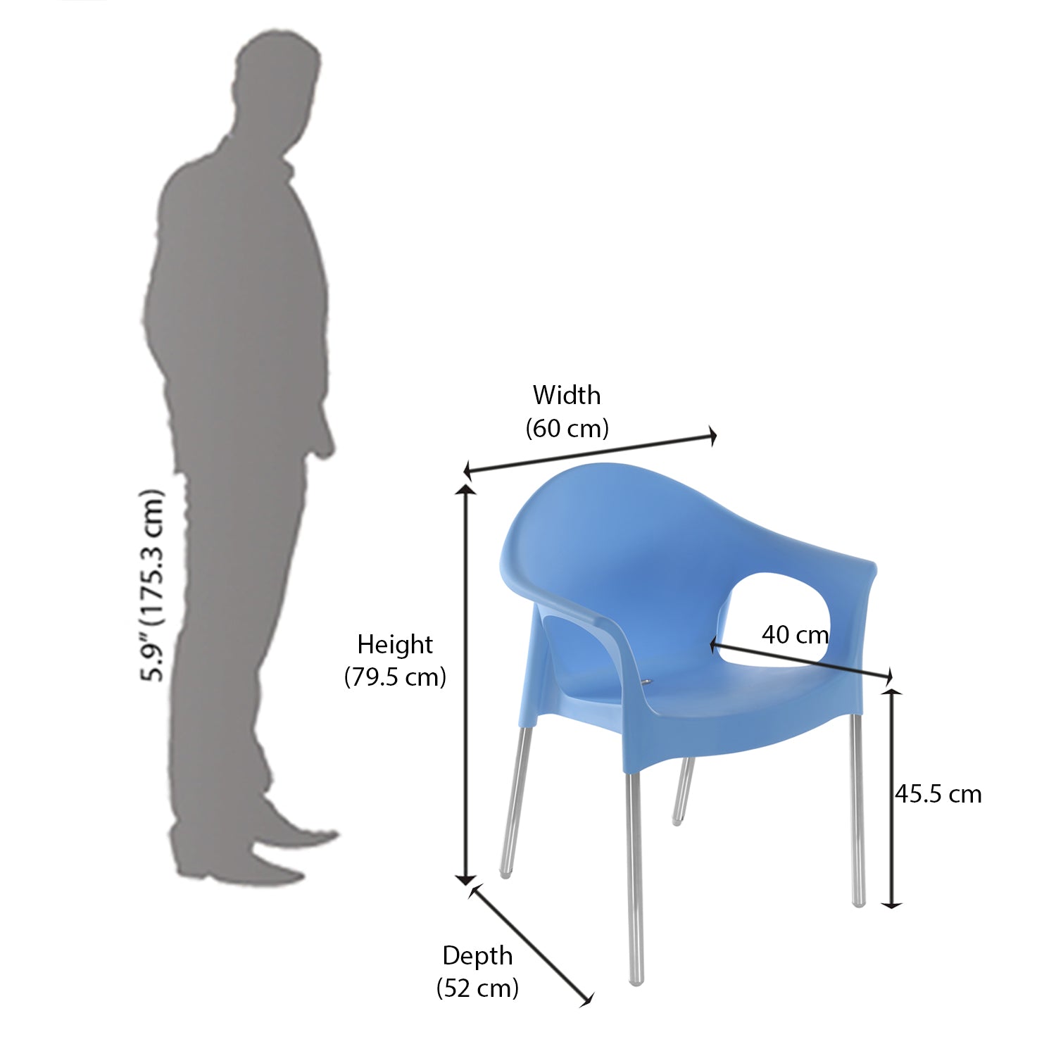 Nilkamal Novella 09 Plastic Arm Chair (Blue)