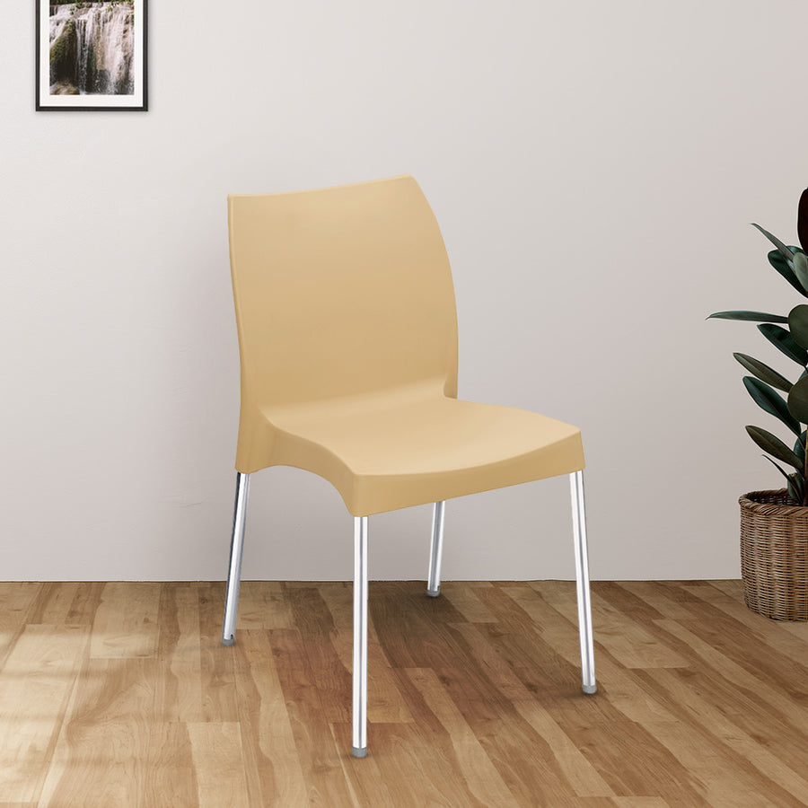 Nilkamal Novella 07 Plastic Armless Chair (Biscuit Brown)