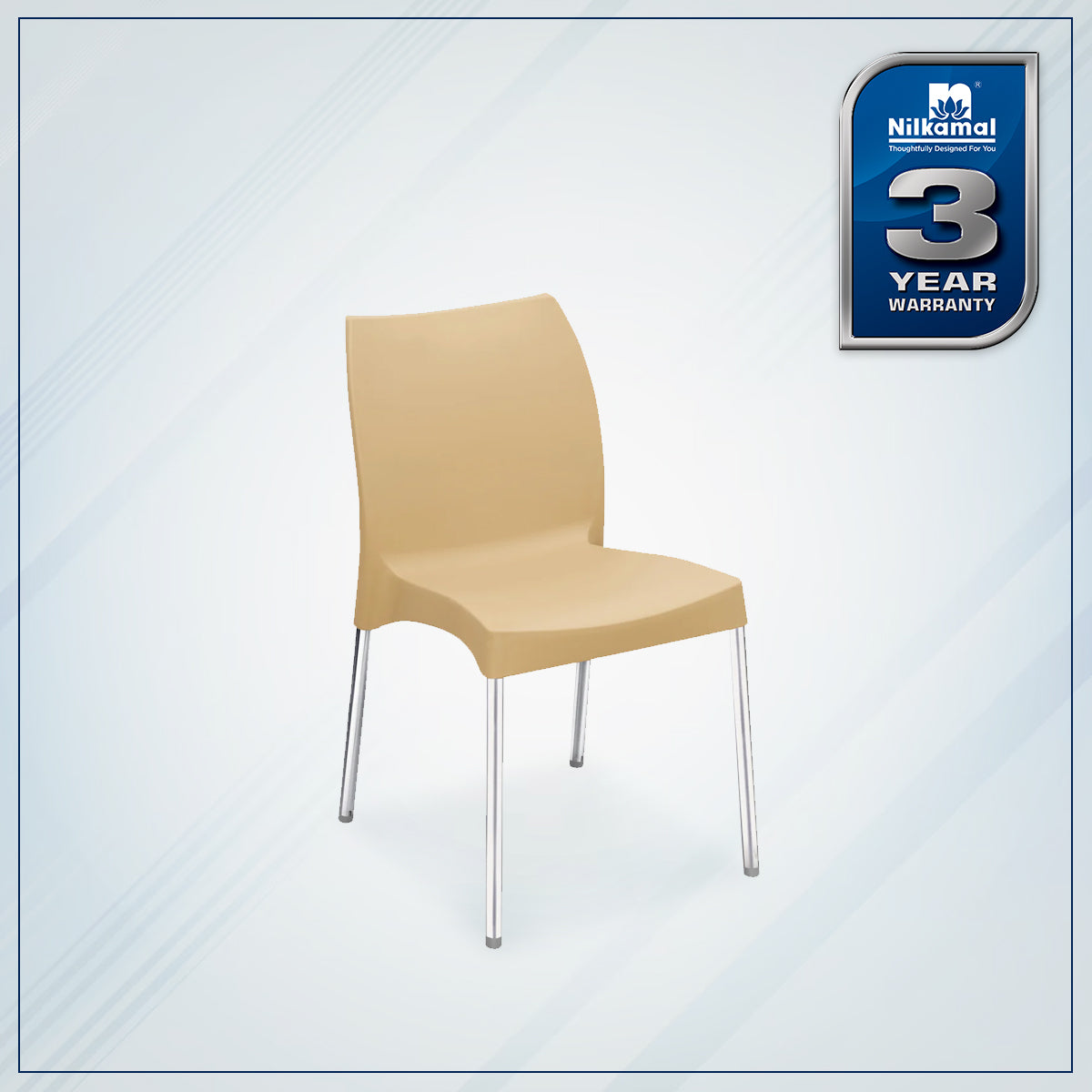 Nilkamal Novella 07 Plastic Armless Chair (Biscuit Brown)