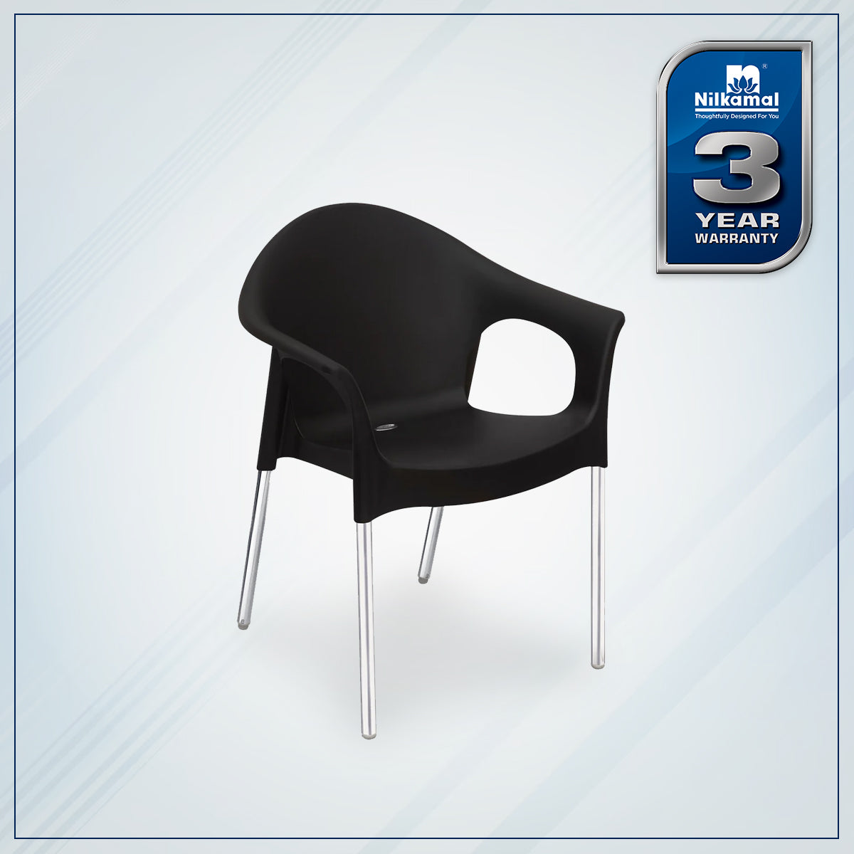 Nilkamal Novella 09 Plastic Arm Chair (Iron Black)