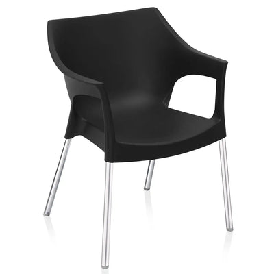 Nilkamal Novella 10 Plastic Arm Chair (Black) - Slight Side View-2