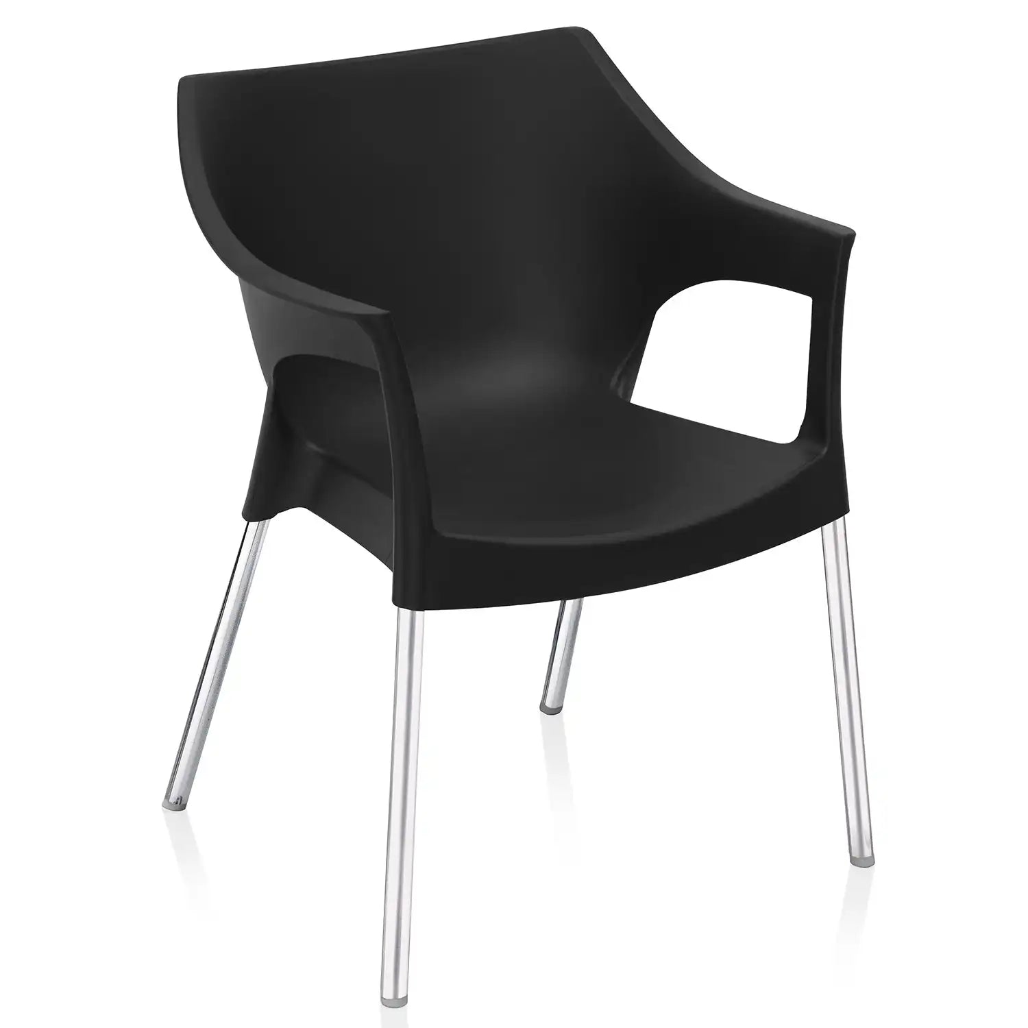 Nilkamal Novella 10 Plastic Arm Chair (Black) - Slight Side View-3