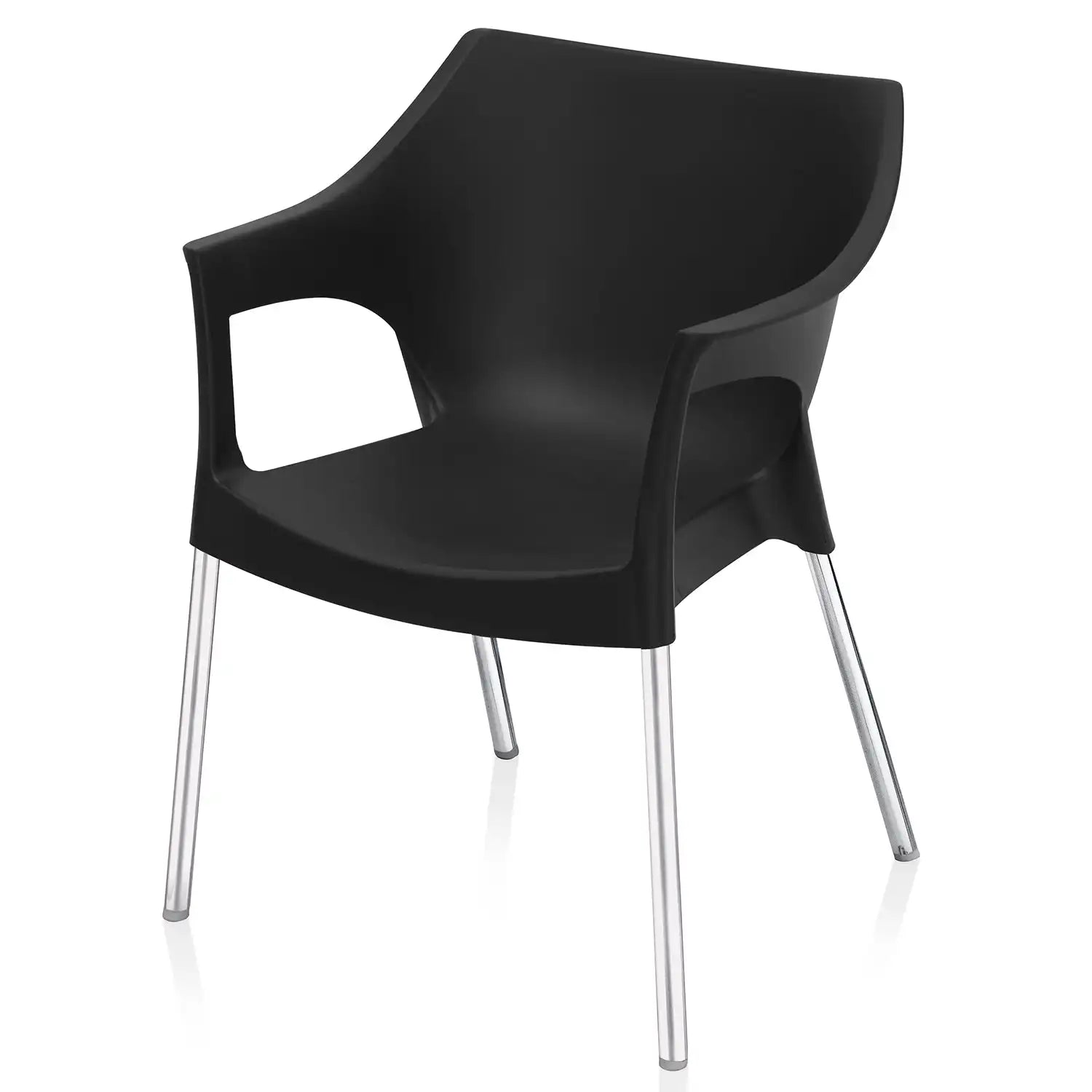 Nilkamal Novella 10 Plastic Arm Chair (Black) - Slight Side View