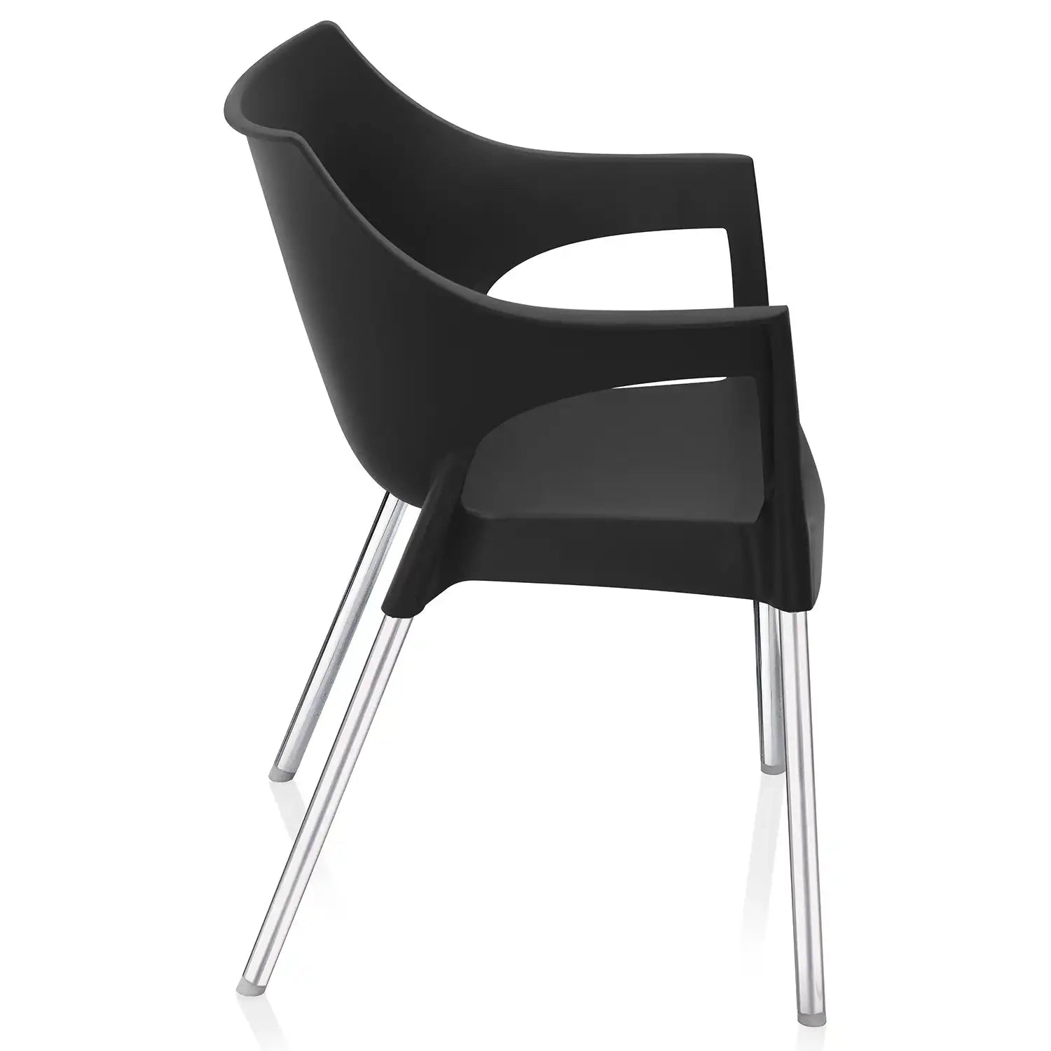 Nilkamal Novella 10 Plastic Arm Chair (Black) - Side View