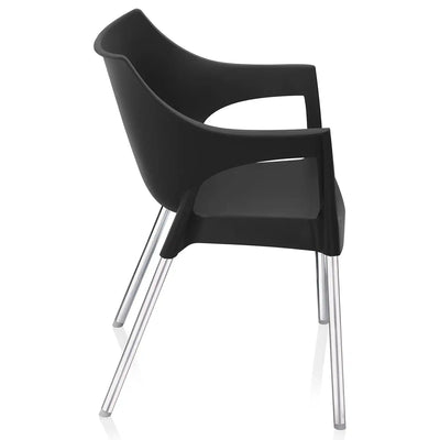 Nilkamal Novella 10 Plastic Arm Chair (Black) - Side View