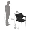 Nilkamal Novella 10 Plastic Arm Chair (Black) - Size in Centimetre
