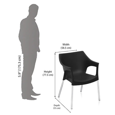 Nilkamal Novella 10 Plastic Arm Chair (Black) - Size in Centimetre