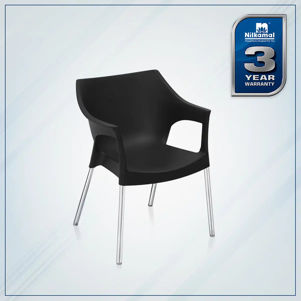 Nilkamal Novella 10 Plastic Arm Chair (Black) - Product View
