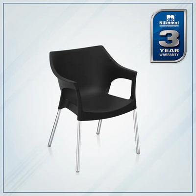 Nilkamal Novella 10 Plastic Arm Chair (Black) - Product View