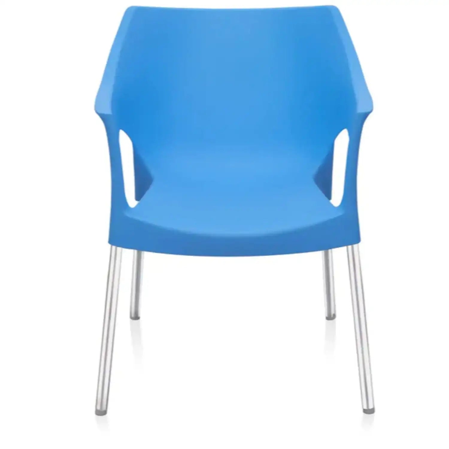 Nilkamal Novella 10 Plastic Arm Chair (Blue) - Front View