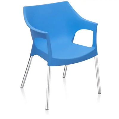 Nilkamal Novella 10 Plastic Arm Chair (Blue) - Slight Side View 3