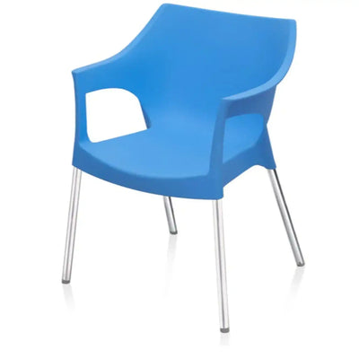 Nilkamal Novella 10 Plastic Arm Chair (Blue) - Slight Side View 4