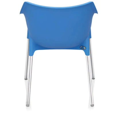 Nilkamal Novella 10 Plastic Arm Chair (Blue) - Back View