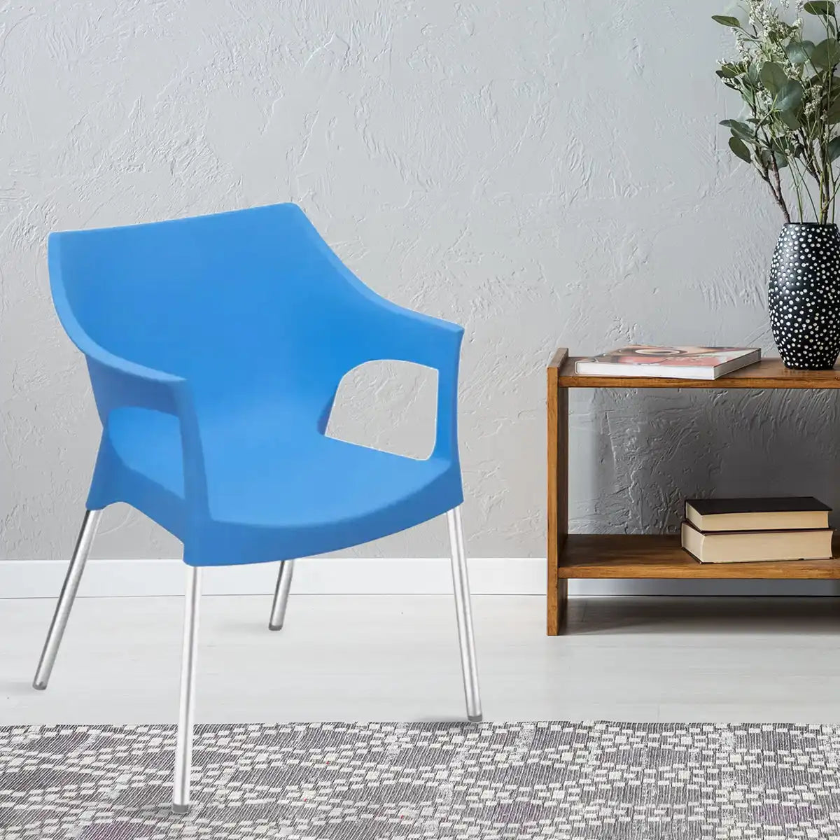 Nilkamal Novella 10 Plastic Arm Chair (Blue) - Main View