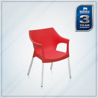 Nilkamal Novella 10 Plastic Arm Chair (Bright Red)
