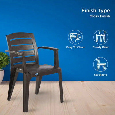 Nilkamal CHR2135 Plastic Arm Chair (Weather Brown) – Finish Type