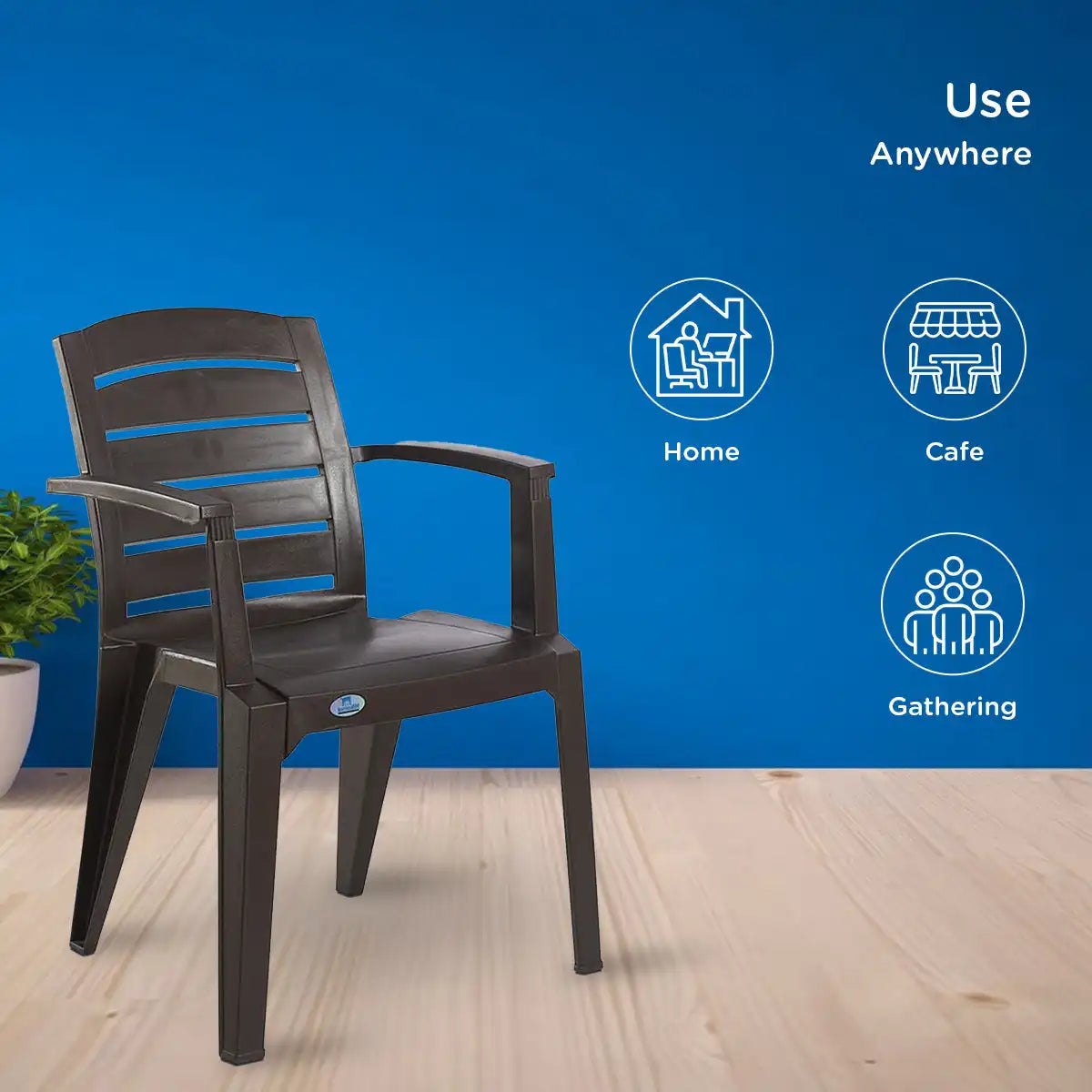 Nilkamal CHR2135 Plastic Arm Chair (Weather Brown) – For Multi Location Use