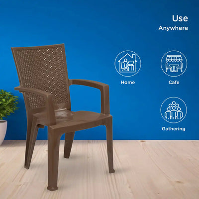 Nilkamal CHR2225 Plastic Arm Chair (Rattan Dark Beige)