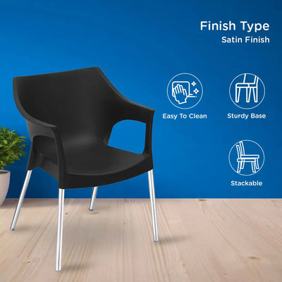 Nilkamal Novella 10 Plastic Arm Chair (Black) - Finish Type