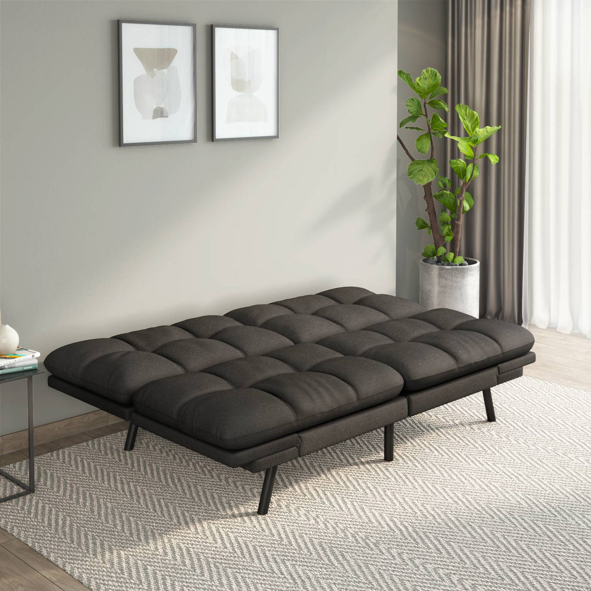Nilkamal Oberon Futon Sofa Cum Bed Dark (Grey) Nilkamal Furniture