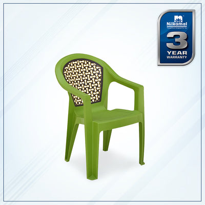 Nilkamal Paradise Plastic Arm Chair (Lush Green, Season Rust Brown & Mustard Yellow)