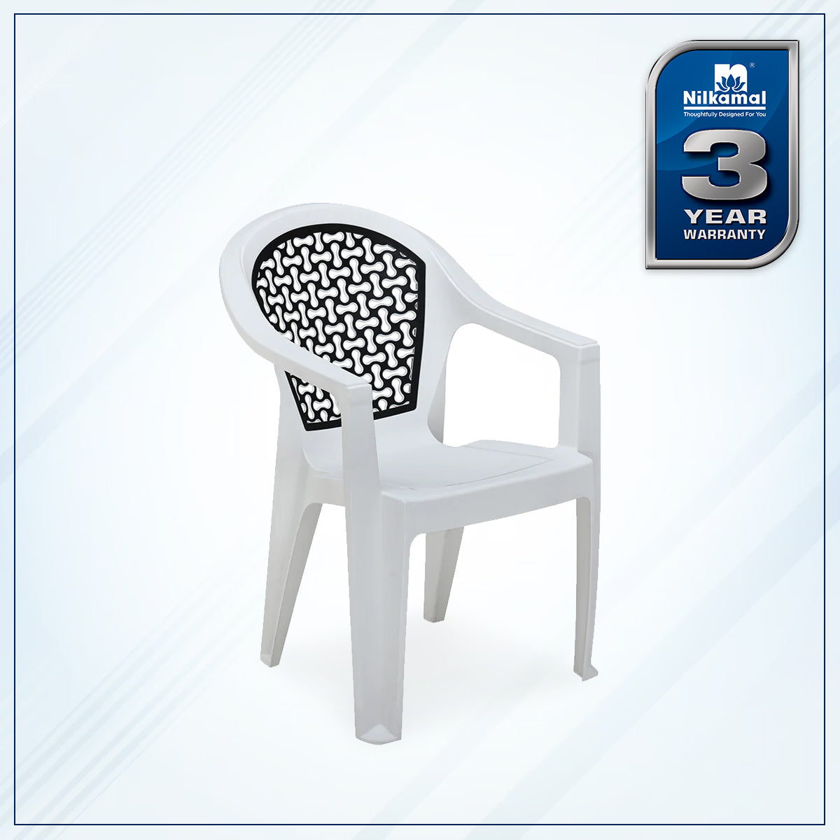 Nilkamal Paradise Plastic Arm Chair (Milky White & Black)