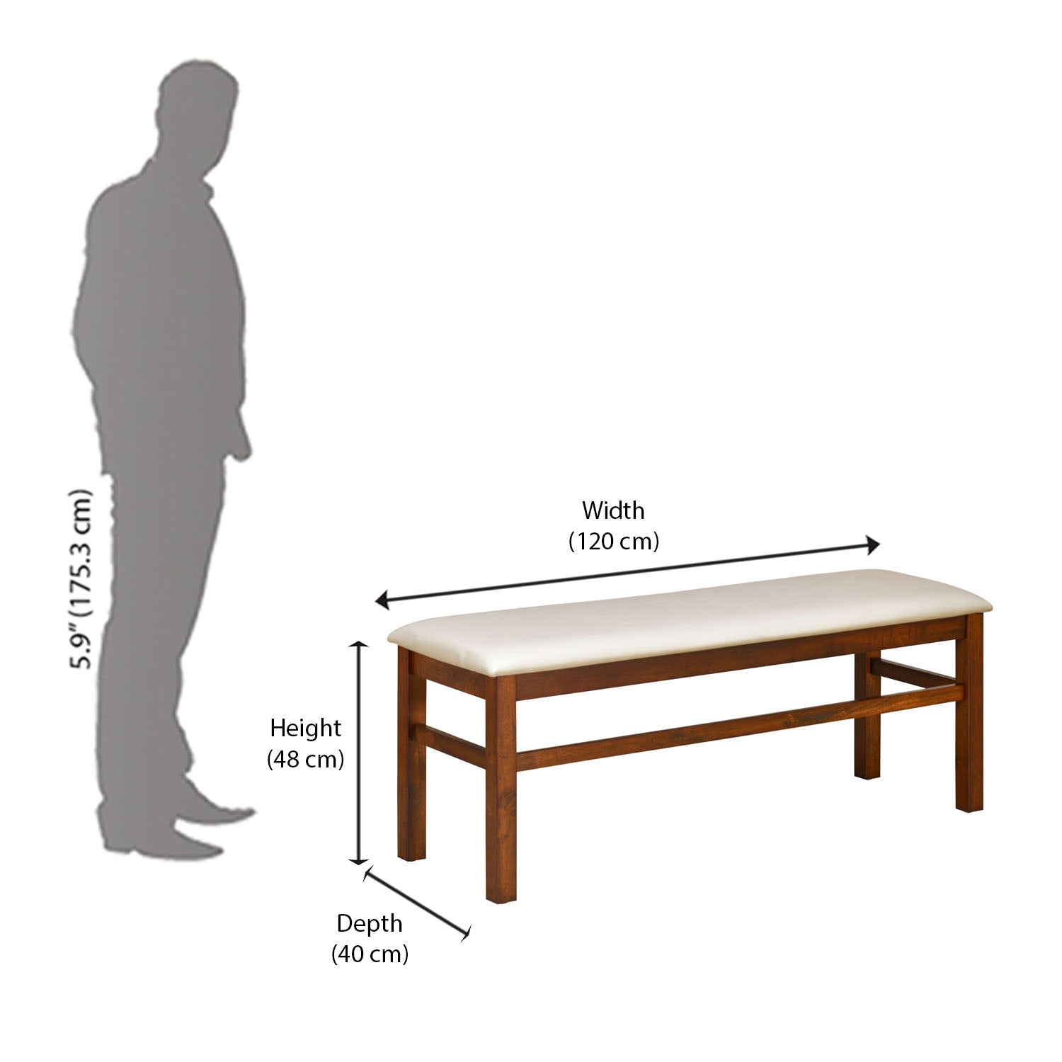 Nilkamal Peak Multi Use Long Sitting Bench for Living Room | Dining Room (Light Cappuccino)