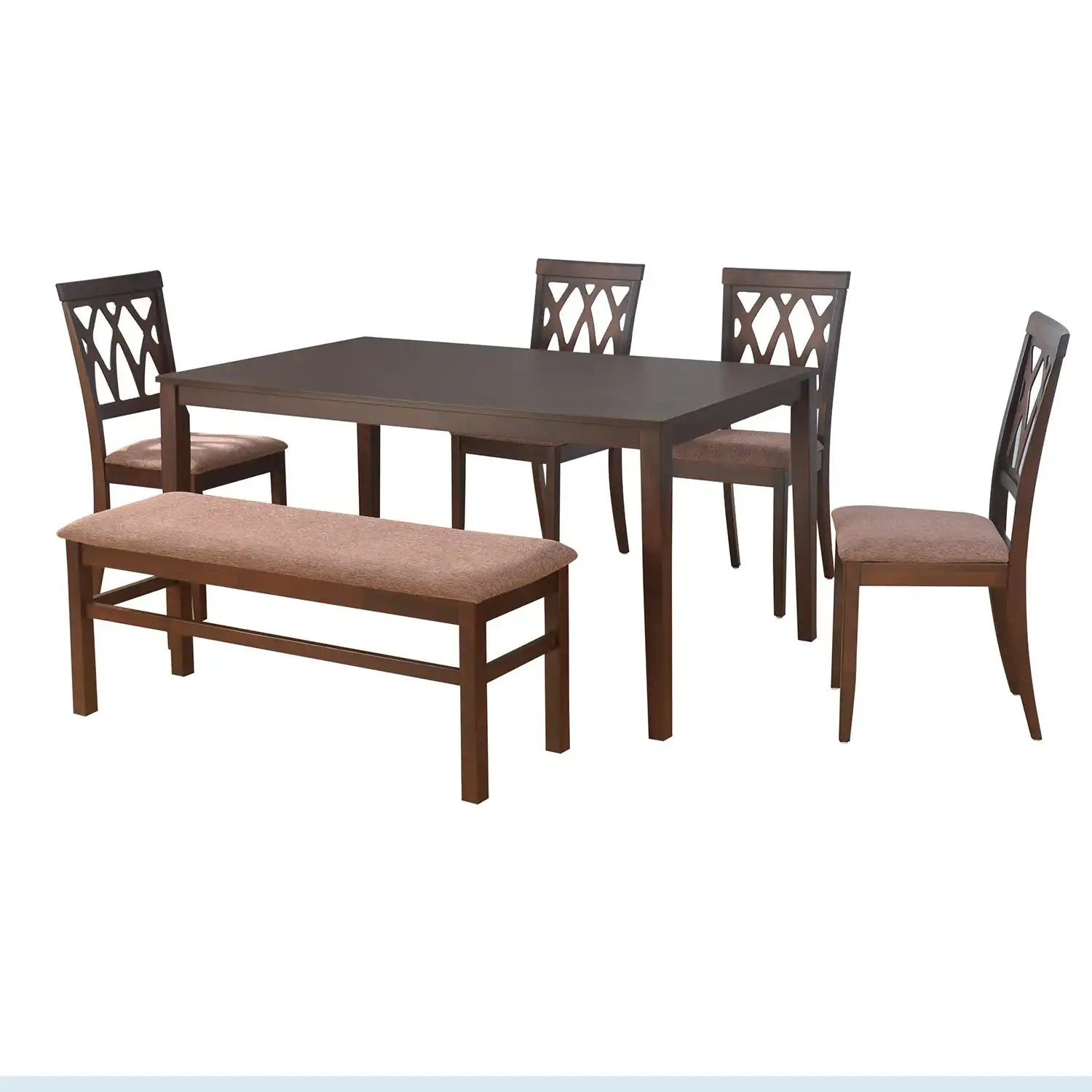 Nilkamal Peak 6 Seater Dining Set With Bench (Cappuccino)