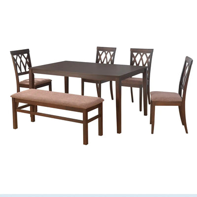 Nilkamal Peak 6 Seater Dining Set With Bench (Cappuccino)