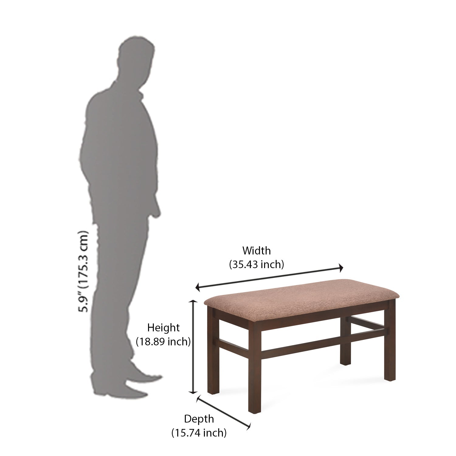 Nilkamal Peak Multi Use Medium Sitting Bench for Living Room | Dining Room (Cappuccino)