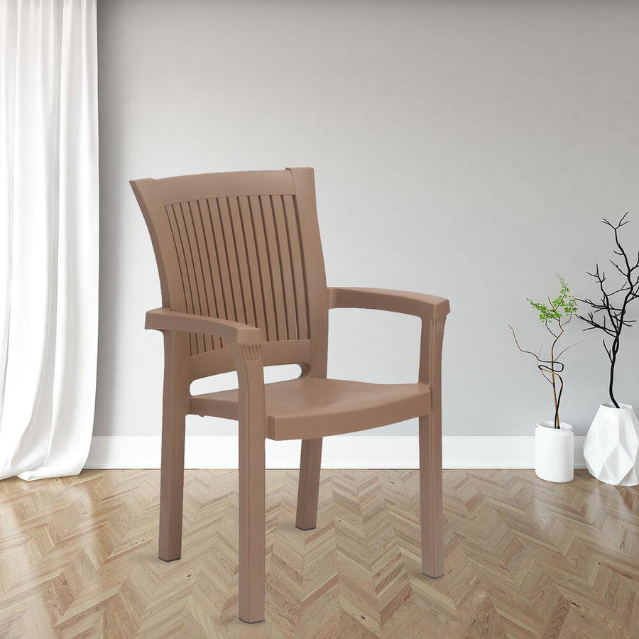 Nilkamal Platinum Premium Plastic Arm Chair (Rattan Dark Beige)