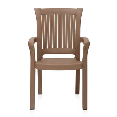 Nilkamal Platinum Premium Plastic Arm Chair (Rattan Dark Beige) - Front View