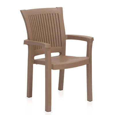Nilkamal Platinum Premium Plastic Arm Chair (Rattan Dark Beige) - Slight Side View