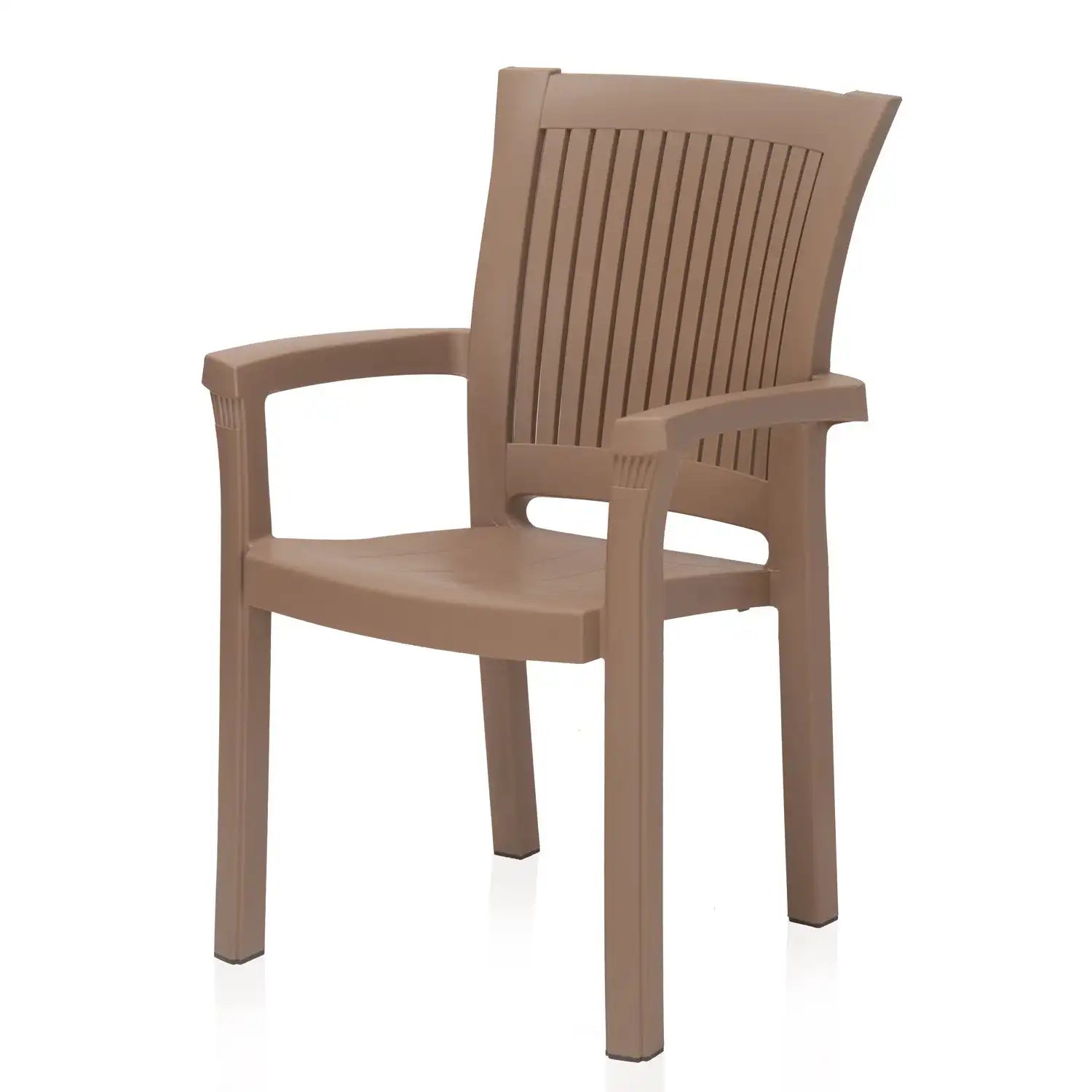 Nilkamal Platinum Premium Plastic Arm Chair (Rattan Dark Beige) - Slight Side View-2